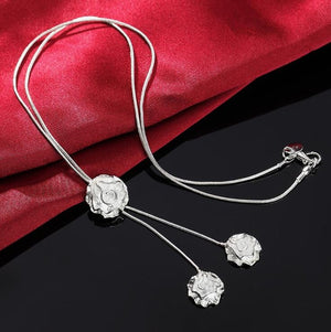 silver color gorgeous charm fashion charm heart wedding lady love necklace noble luxury 18 inches Silver jewelry , N270