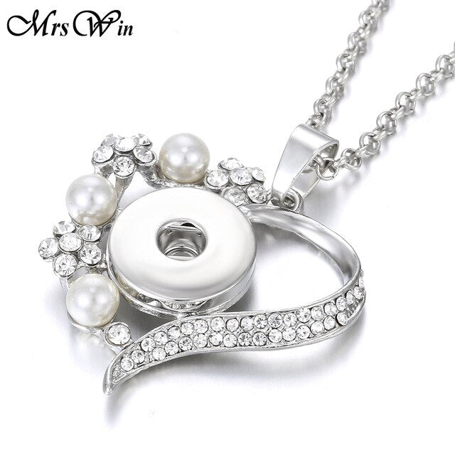 2019 New Snap Jewelry Rose Gold Crystal Flower Snap Button Necklace for Women Fit 18mm 20mm Snap Buttons Jewelry Snaps Necklaces