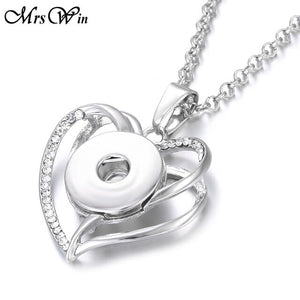 2019 New Snap Jewelry Rose Gold Crystal Flower Snap Button Necklace for Women Fit 18mm 20mm Snap Buttons Jewelry Snaps Necklaces