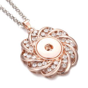 2019 New Snap Jewelry Rose Gold Crystal Flower Snap Button Necklace for Women Fit 18mm 20mm Snap Buttons Jewelry Snaps Necklaces