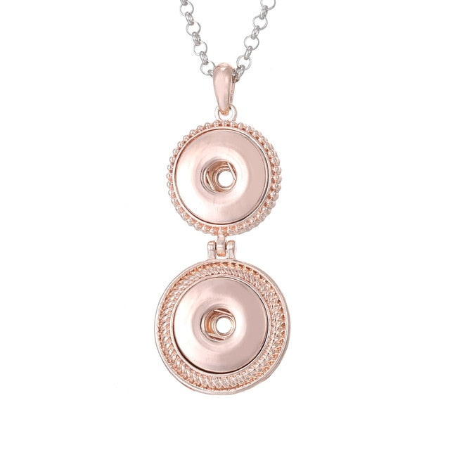 2019 New Snap Jewelry Rose Gold Crystal Flower Snap Button Necklace for Women Fit 18mm 20mm Snap Buttons Jewelry Snaps Necklaces