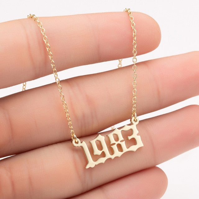 Women Personalized Necklace Special Date Year Number Necklace  girl1994 1995 1996 1997 1998 1999 from 1980 to 2002 chain Jewelry