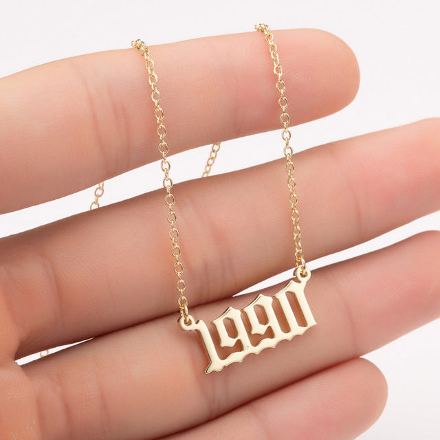 Women Personalized Necklace Special Date Year Number Necklace  girl1994 1995 1996 1997 1998 1999 from 1980 to 2002 chain Jewelry