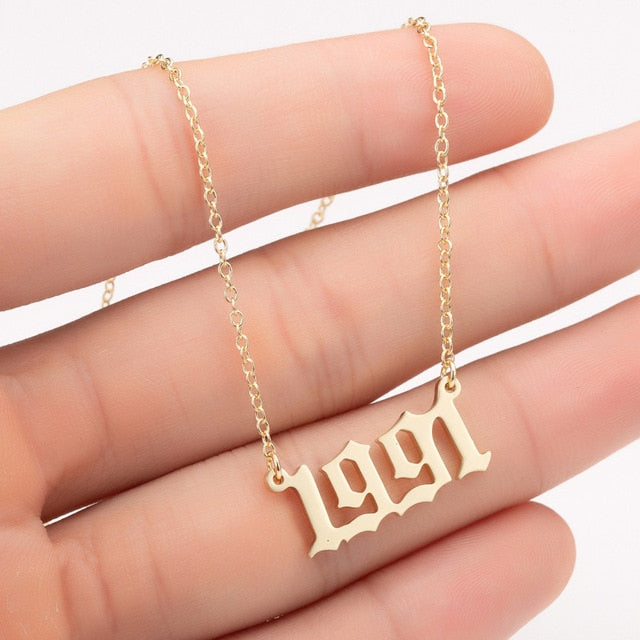 Women Personalized Necklace Special Date Year Number Necklace  girl1994 1995 1996 1997 1998 1999 from 1980 to 2002 chain Jewelry