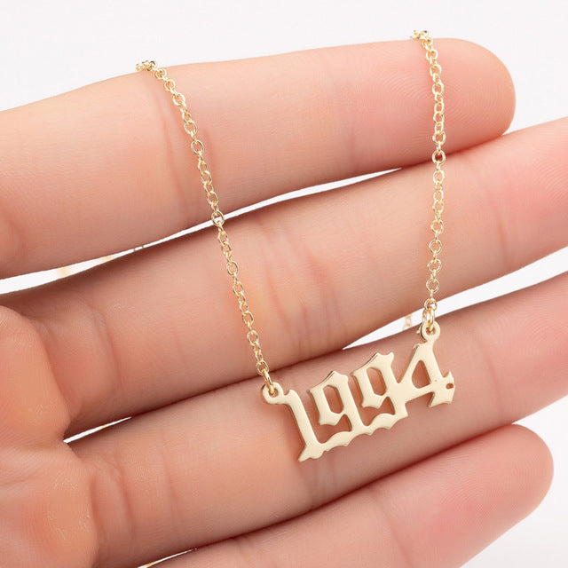 Women Personalized Necklace Special Date Year Number Necklace  girl1994 1995 1996 1997 1998 1999 from 1980 to 2002 chain Jewelry