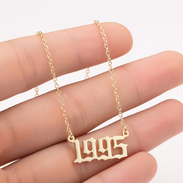 Women Personalized Necklace Special Date Year Number Necklace  girl1994 1995 1996 1997 1998 1999 from 1980 to 2002 chain Jewelry