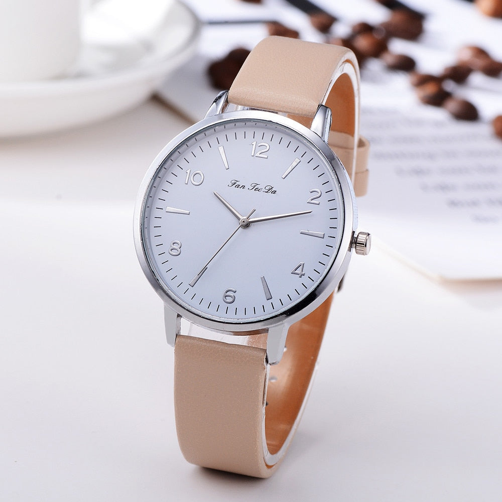 Business Women's Watches Silver Roman Numerals Dial Ladies Simple Quartz Wristwatch Casual Leather Strap Clock Reloj Mujer  @50