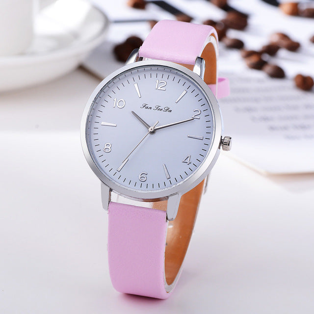 Business Women's Watches Silver Roman Numerals Dial Ladies Simple Quartz Wristwatch Casual Leather Strap Clock Reloj Mujer  @50