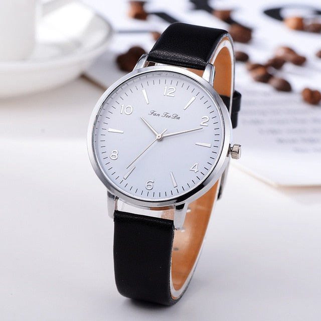 Business Women's Watches Silver Roman Numerals Dial Ladies Simple Quartz Wristwatch Casual Leather Strap Clock Reloj Mujer  @50