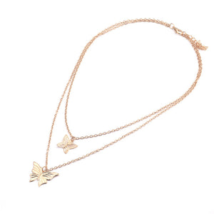 Simple Style Hollow Cute Animal Butterfly Clavicle Chain Jewelry for Women Long Pendants Necklaces 2 Color Charms Bijoux