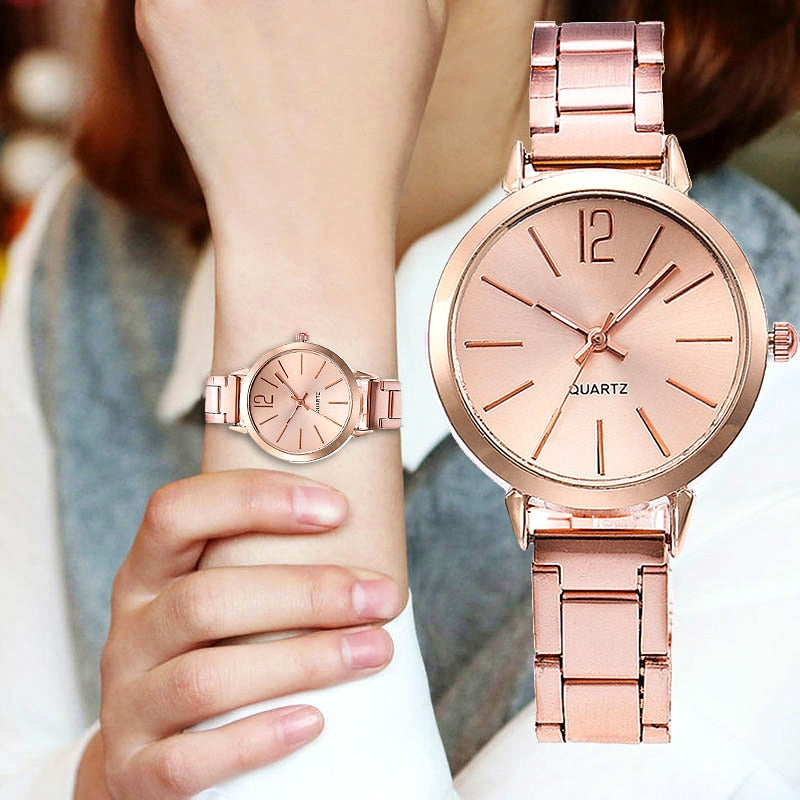 New Women's Luxury Watch Rose Gold Alloy Thin Strap Fashion Small Dial Wrist Watch Ladies Wear Casual Gift Clock Relogio