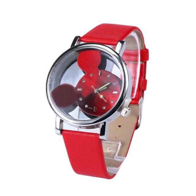 New Cartoon Watches Mickey Mouse Luxury Fashion Women's Watches Leather Ladies Watch Clock reloj mujer bayan kol saati relogio