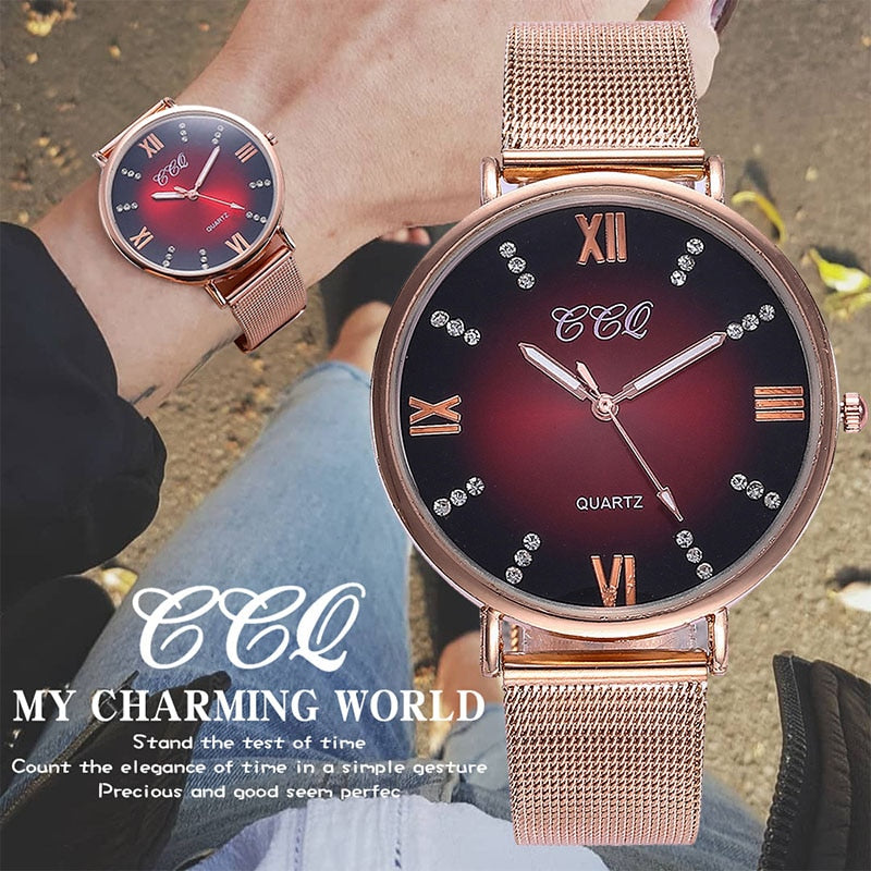 2019 Women's Watches Luxury Brand Ladies Watch Crystal Stainless Steel Quartz Women Wrist Watch Women Bracelet Relogio Feminino