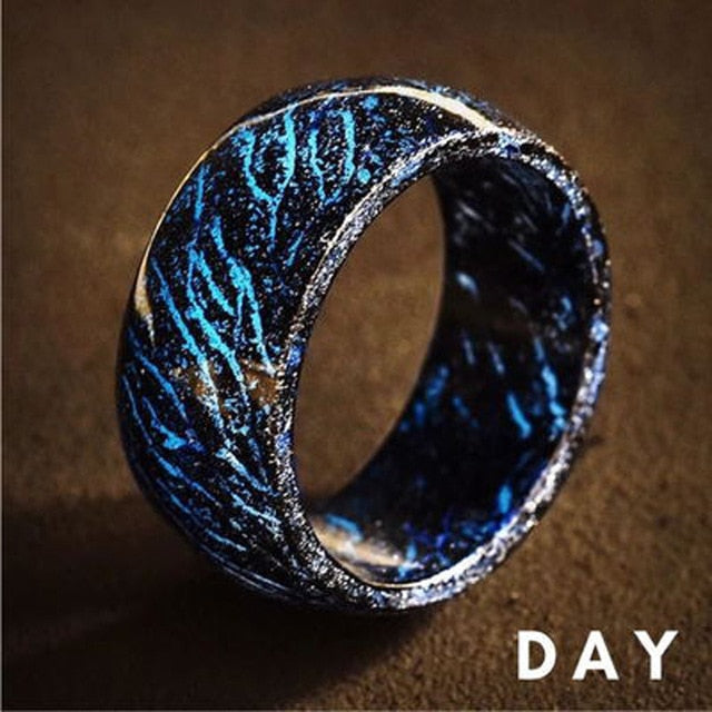 HIYONG New Design Luminous Purple Blue Resin Ring Glowing In The Dark Wedding Engagement Rings For Women Men Jewelry Gift