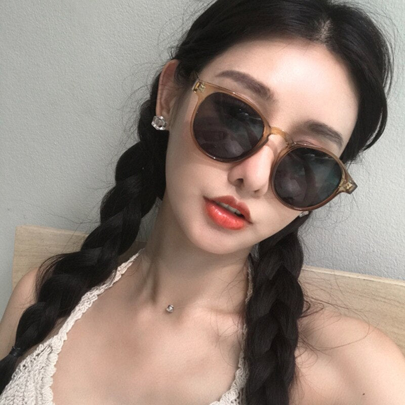 INS Glasses Korean-style Fashion 2018 New Style Retro Sun Glasses Soft Girl Tawny Sunglasses Women's Tennis Red Ulzzang Street S