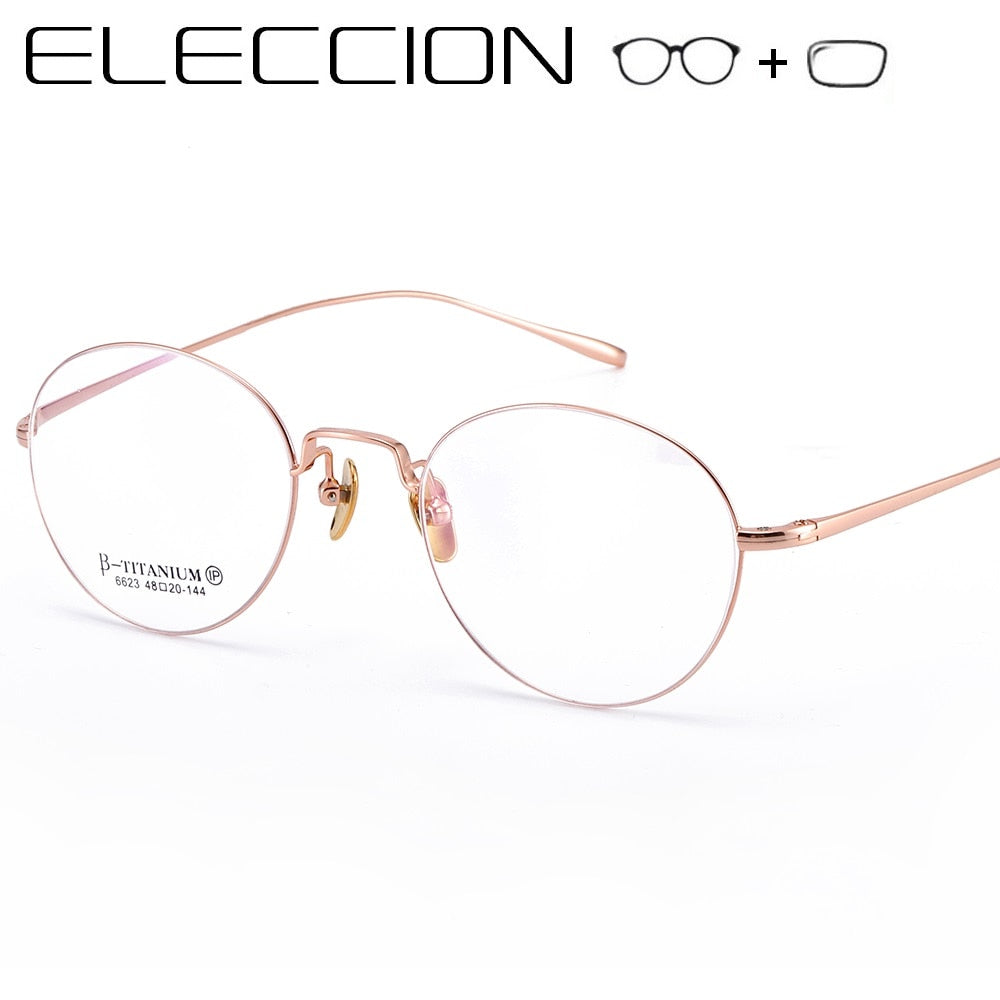 Women's Prescription Glasses Optical Eyeglass Frame 2019 New Vintage Pure Titanium Rim Round Eyeglasses Diopter Eyewear Men