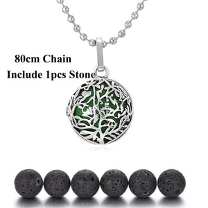 New Lava Stone Jewelry Aromatherapy Necklace Cage Locket Pendant Essential Oil Diffuser Volcanic Stone Aroma Diffuser Necklace