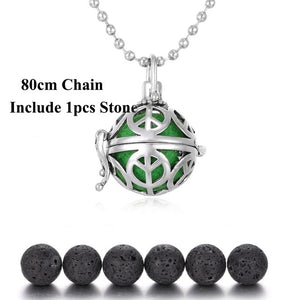 New Lava Stone Jewelry Aromatherapy Necklace Cage Locket Pendant Essential Oil Diffuser Volcanic Stone Aroma Diffuser Necklace