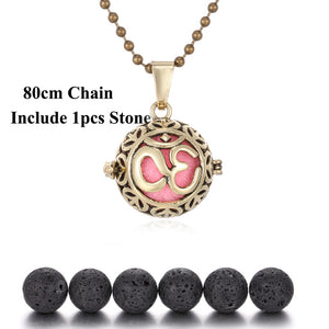 New Lava Stone Jewelry Aromatherapy Necklace Cage Locket Pendant Essential Oil Diffuser Volcanic Stone Aroma Diffuser Necklace