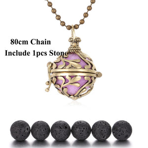 New Lava Stone Jewelry Aromatherapy Necklace Cage Locket Pendant Essential Oil Diffuser Volcanic Stone Aroma Diffuser Necklace