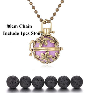 New Lava Stone Jewelry Aromatherapy Necklace Cage Locket Pendant Essential Oil Diffuser Volcanic Stone Aroma Diffuser Necklace