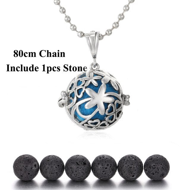 New Lava Stone Jewelry Aromatherapy Necklace Cage Locket Pendant Essential Oil Diffuser Volcanic Stone Aroma Diffuser Necklace