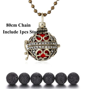 New Lava Stone Jewelry Aromatherapy Necklace Cage Locket Pendant Essential Oil Diffuser Volcanic Stone Aroma Diffuser Necklace