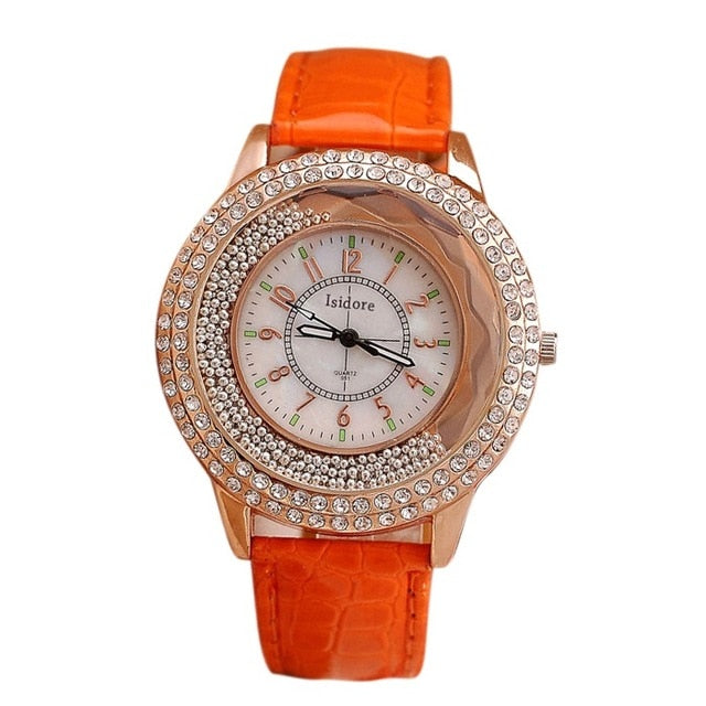 Runer Women Rhinestone Watch luxury Leather brand women's Watches  Hot fashion Women Dress Watch Relogio Feminino free shipping