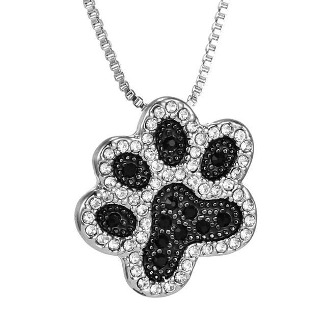 Rinhoo Fashion Crystal Animal Cat Dog Footprint Pendant Necklaces Jewelry For Woman Crystal Pendant Necklace Bijoux Jewelry