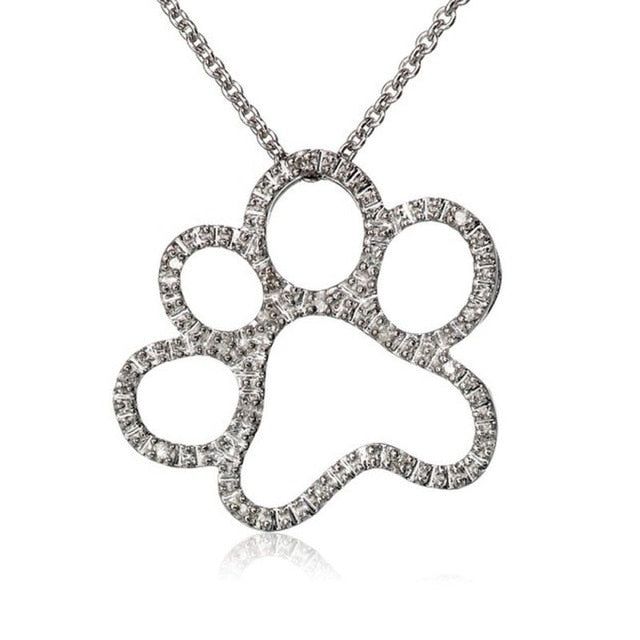 Rinhoo Fashion Crystal Animal Cat Dog Footprint Pendant Necklaces Jewelry For Woman Crystal Pendant Necklace Bijoux Jewelry