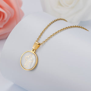 HOBBORN Trendy Women Men Religious Necklace Stainless Steel Gold Color CZ Crystal Virgin Mary Maria Necklaces & Pendants Jewelry