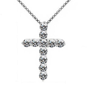 Lucky Female Cross Crystal Pendants Silver Chain Necklaces 5A Shiny Zirconia Choker Necklaces Fashion Jewelry Gifts For Women