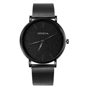 GENEVA Ultra-thin Women's Watch Business Watch Women Luxury Saat Rose Gold Mesh Stainless Steel Women's Watches Female Clock