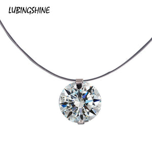 Trendy Dazzling Round Zircon Adjustable Pendant Necklace Invisible Transparent Fishing Line Simple Necklace Jewelry for Women