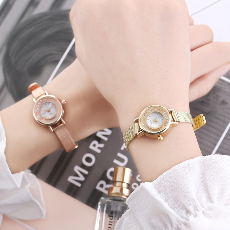 Exquisite small simple women dress watches retro Stainless steel female clock Top brand women's fashion mini design wristwatches