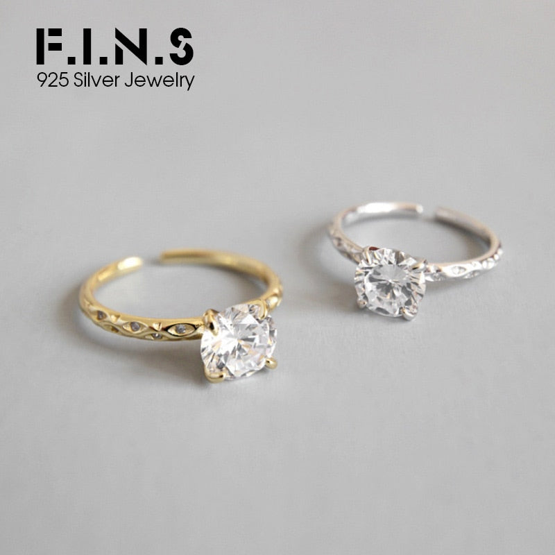 F.I.N.S Women's Wedding Rings 925 Silver Cubic Zirconia Rings for Woman Wedding Bands Engagement Ring Luxury Jewelry Gifts