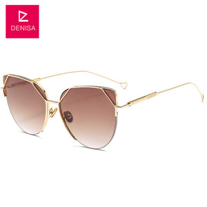 DENISA Vintage Cat Eye Women Sunglasses 2019 New Fashion Women's Driving Glasses Retro Sun Glasses UV400 zonnebril dames FF629/S