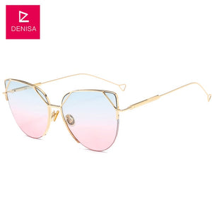 DENISA Vintage Cat Eye Women Sunglasses 2019 New Fashion Women's Driving Glasses Retro Sun Glasses UV400 zonnebril dames FF629/S