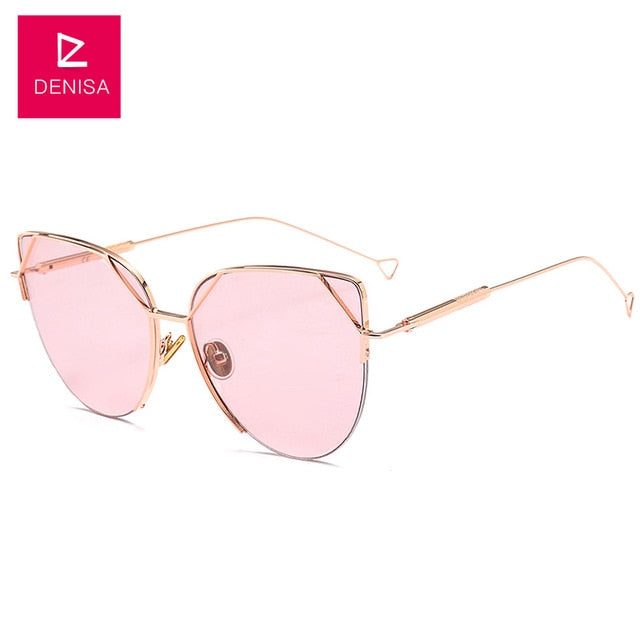 DENISA Vintage Cat Eye Women Sunglasses 2019 New Fashion Women's Driving Glasses Retro Sun Glasses UV400 zonnebril dames FF629/S