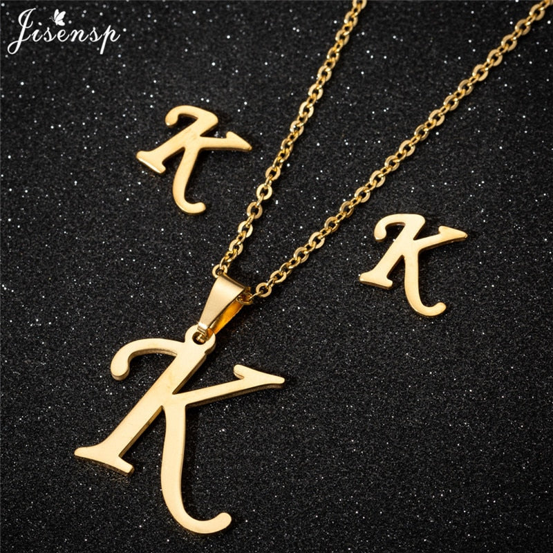 Jisensp Personalized A-Z Letter Alphabet Pendant Necklace Gold Chain Initial Necklaces Charms for Women Jewelry Dropshipping